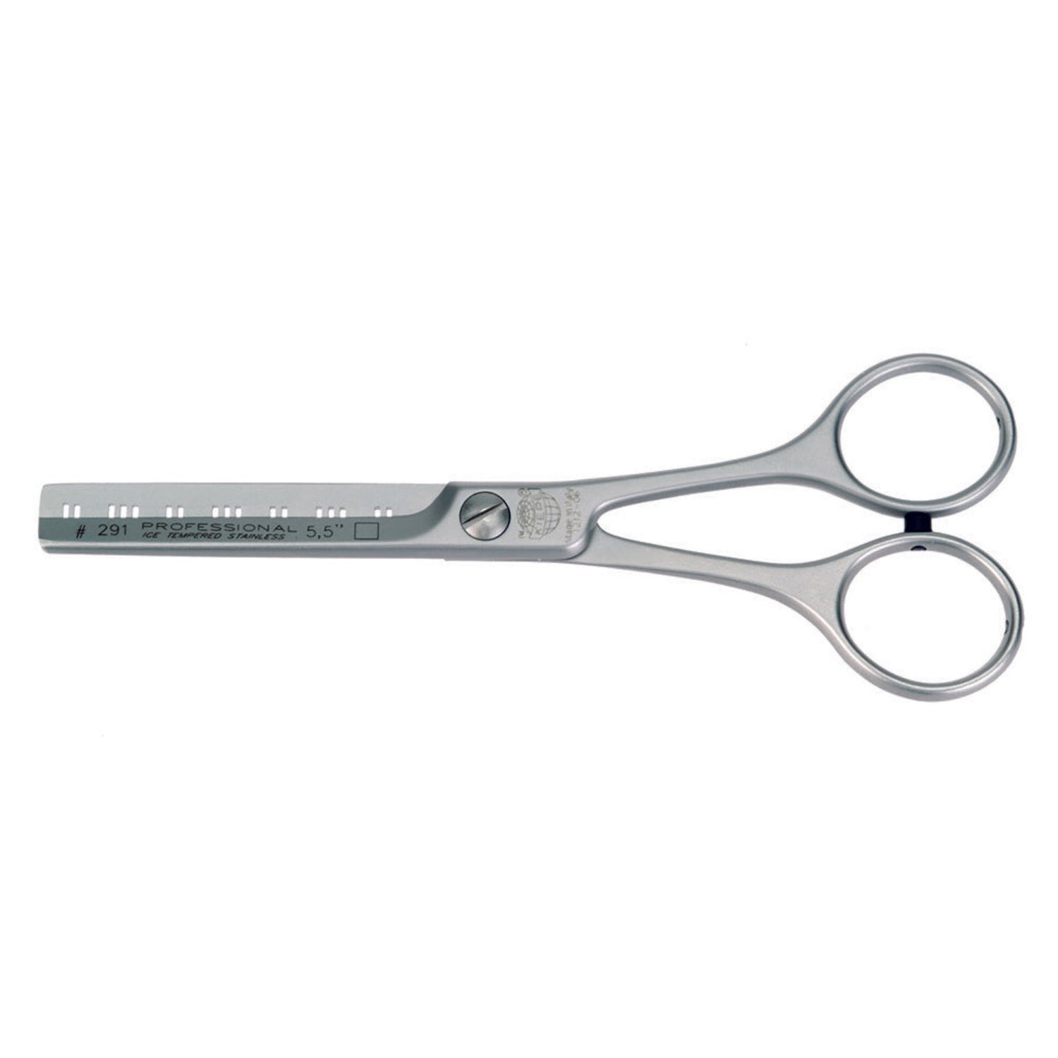 Kiepe Standard 5.5-inch Professional Thinning Shears (Code 291) with ergonomic offset handle and micro-serrated ultra-fine blade.
