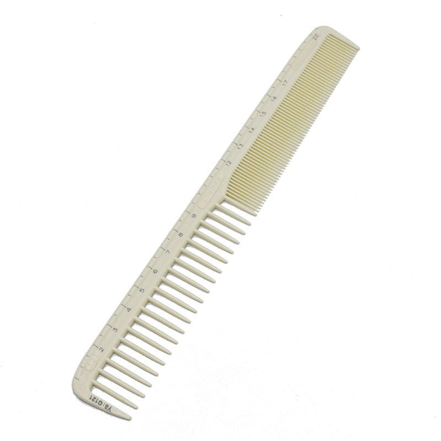  Professional white straight hair comb with evenly spaced teeth for precision cutting and styling.