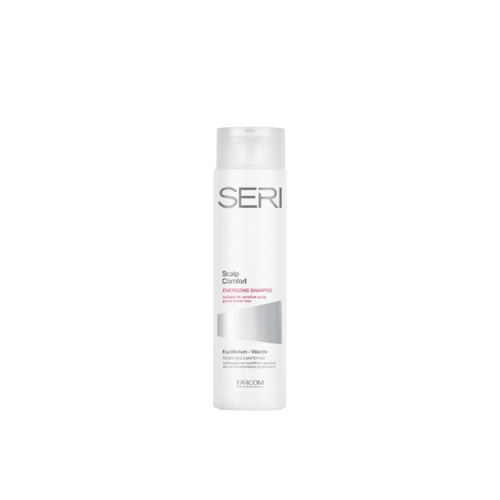 SERI Shampoo Scalp Comfort 300ml – gentle cleansing formula designed for hair loss cases, soothing the scalp while strengthening roots for healthier, fuller-looking hair.