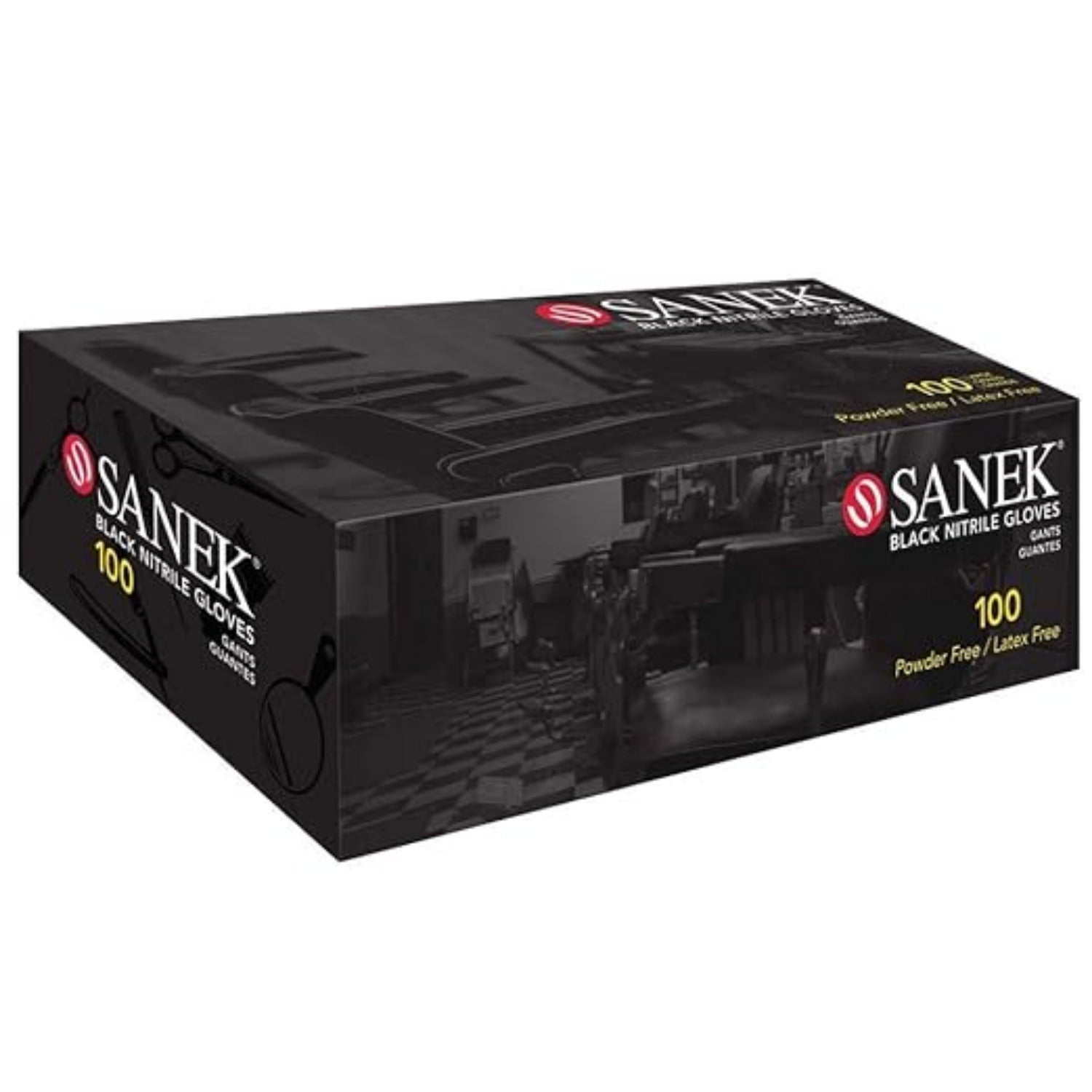 "Box of Sanek Black Nitrile Gloves – Medium Size, 100 Count"