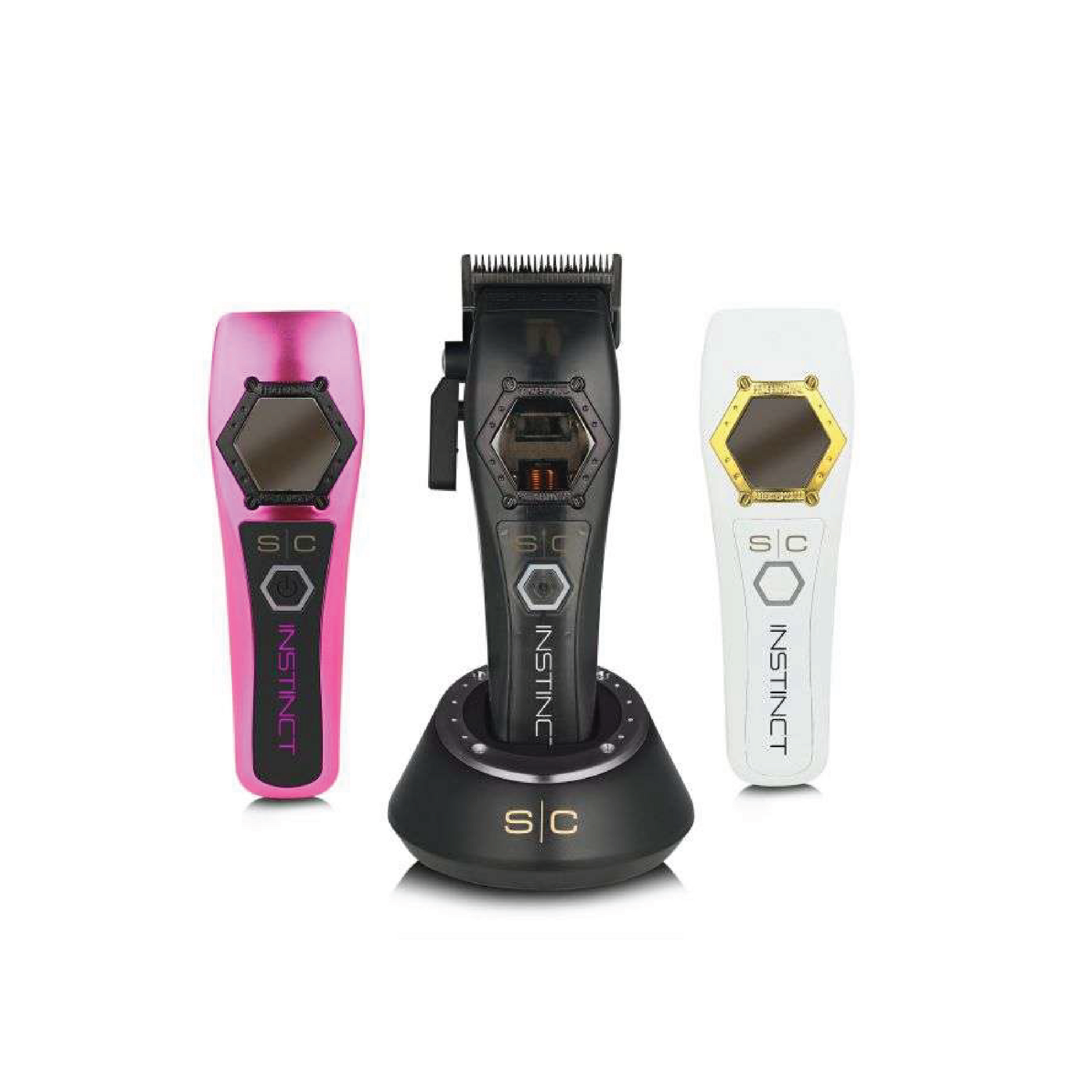  StyleCraft Instinct Metal Clipper with IN2 Vector Motor, Black Diamond Carbon DLC blade, and all-metal housing.