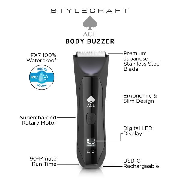 StyleCraft Ace Body Buzzer Hair Trimmer with Supercharged Rotary Motor