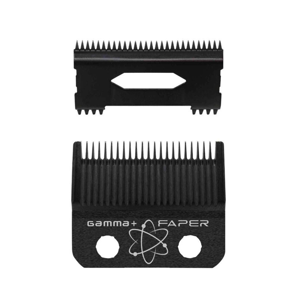  Stylecraft / Gamma+ Black Diamond Carbon DLC Faper Blade with Moving Slim Tooth Cutter Set, offering durable and precise cutting performance.