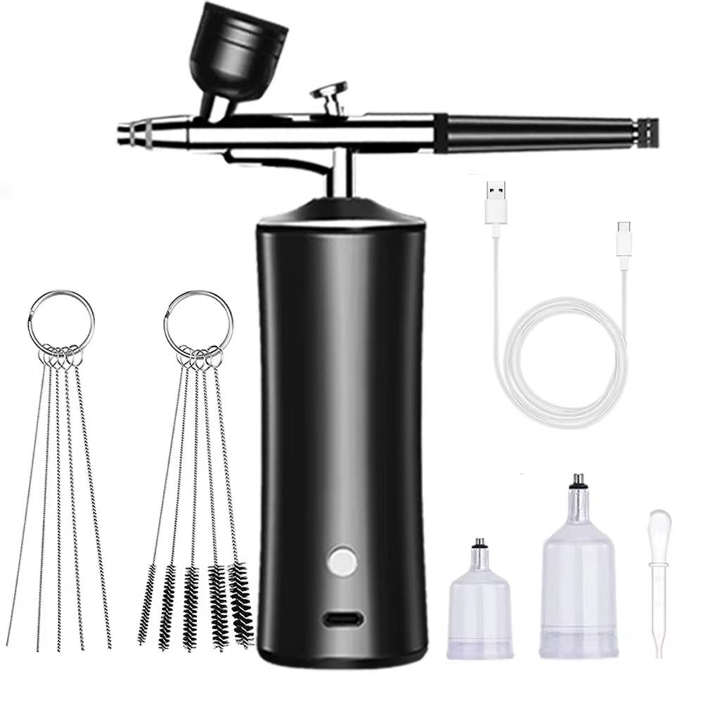 Cordless airbrush spray gun kit with refillable bottles and accessories 35 PSI