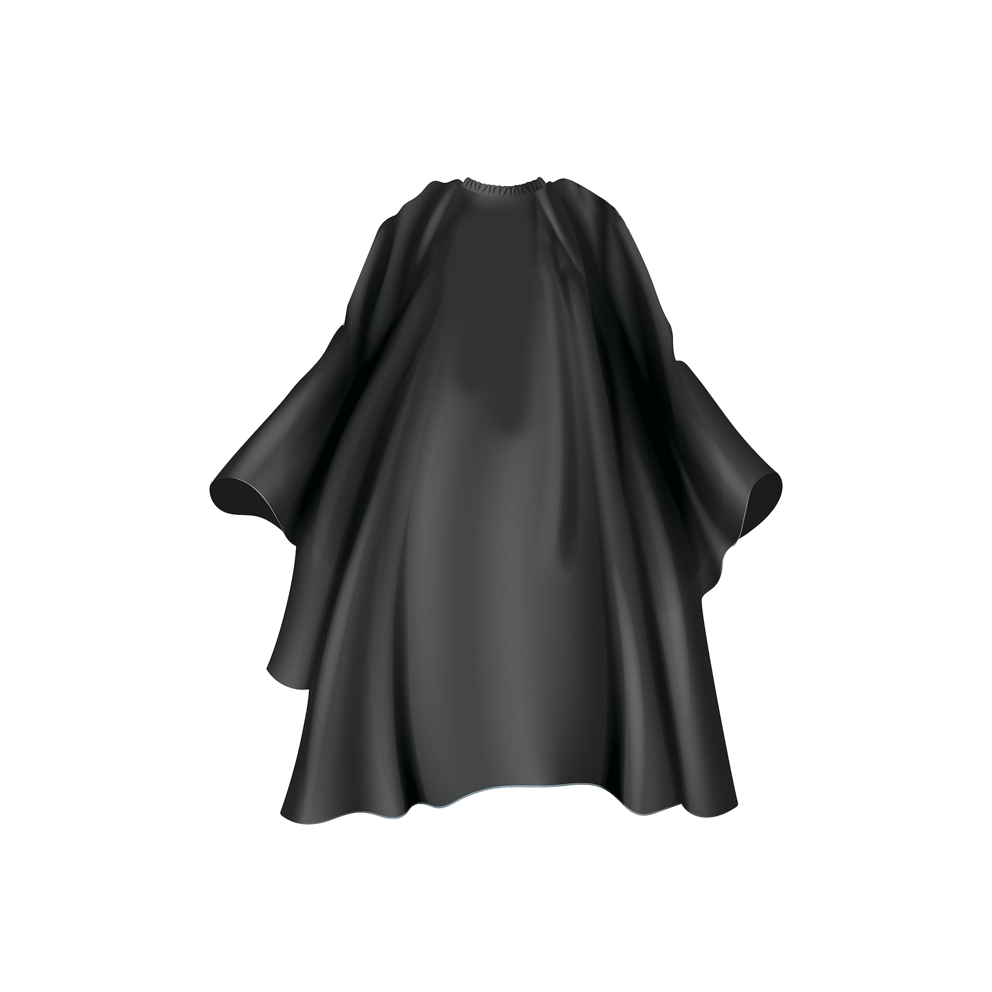 Black Ice Barber Cutting and Styling Cape in "Original Black" color, 59"x55", with secure hook closure for professional salon and barber use.