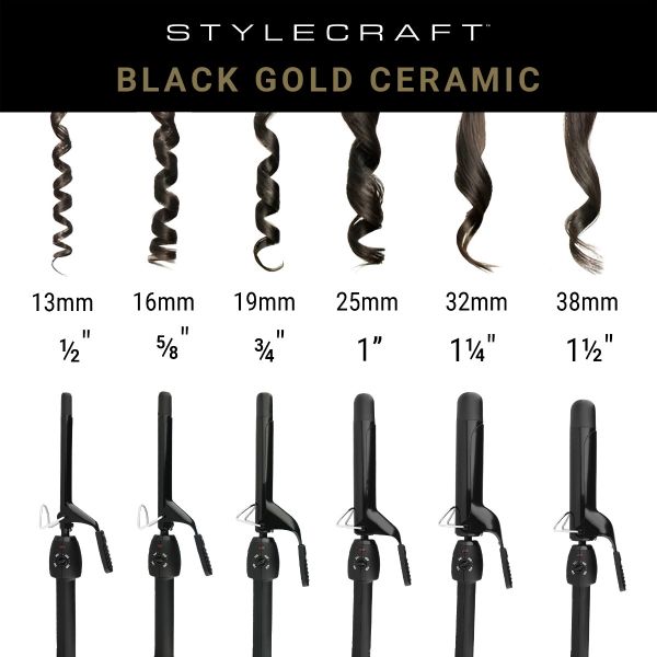 Style craft Stay-Temp Curling Iron - Professional Ceramic Barrel .75" Inch Hair Curling Iron