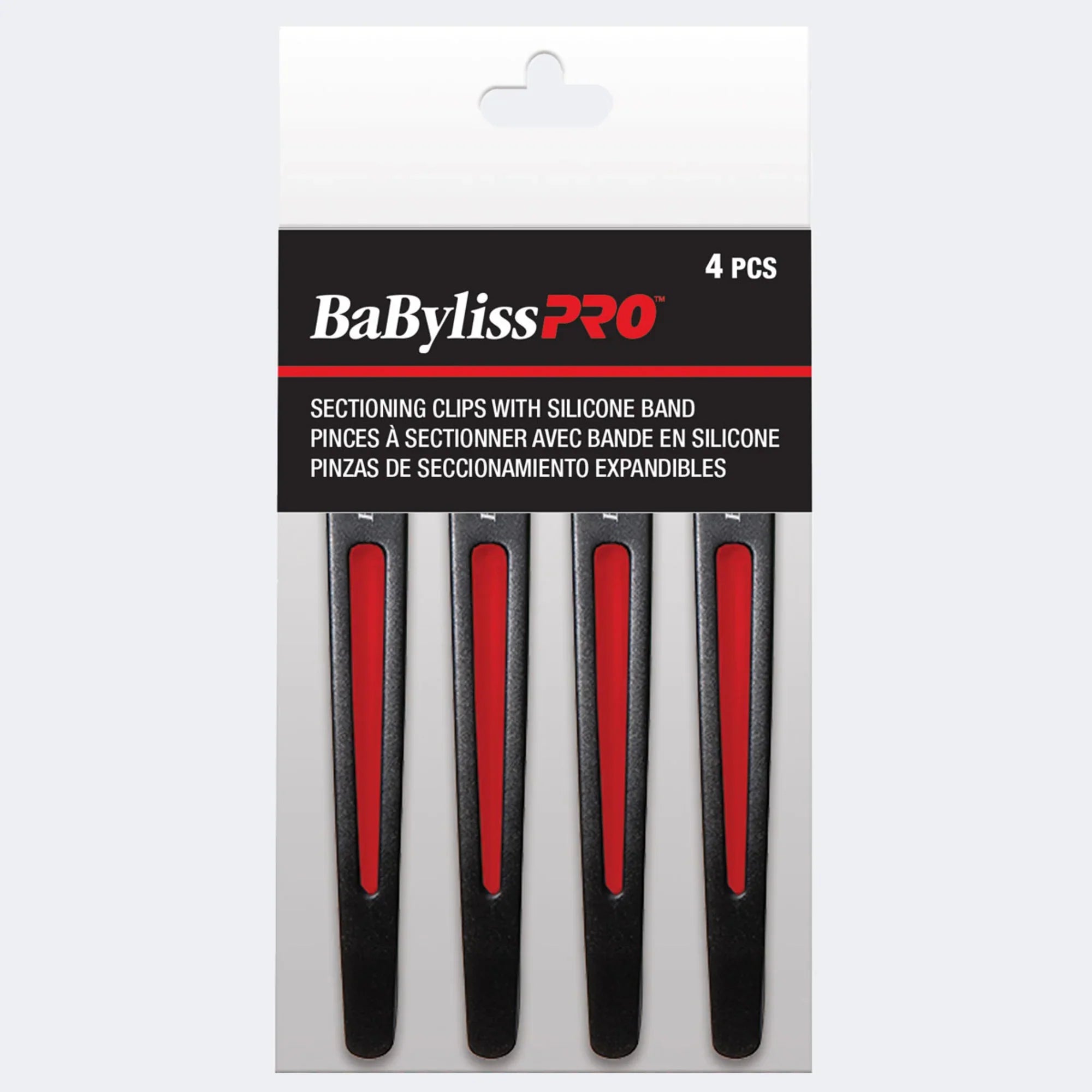 BaBylissPRO Sectioning Clips with Silicone Band, 4 Clips