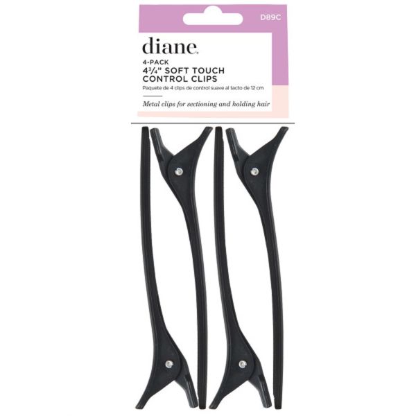 Diane Soft Touch Control Clips 4-3/4" Black - 4 Pack #D89C