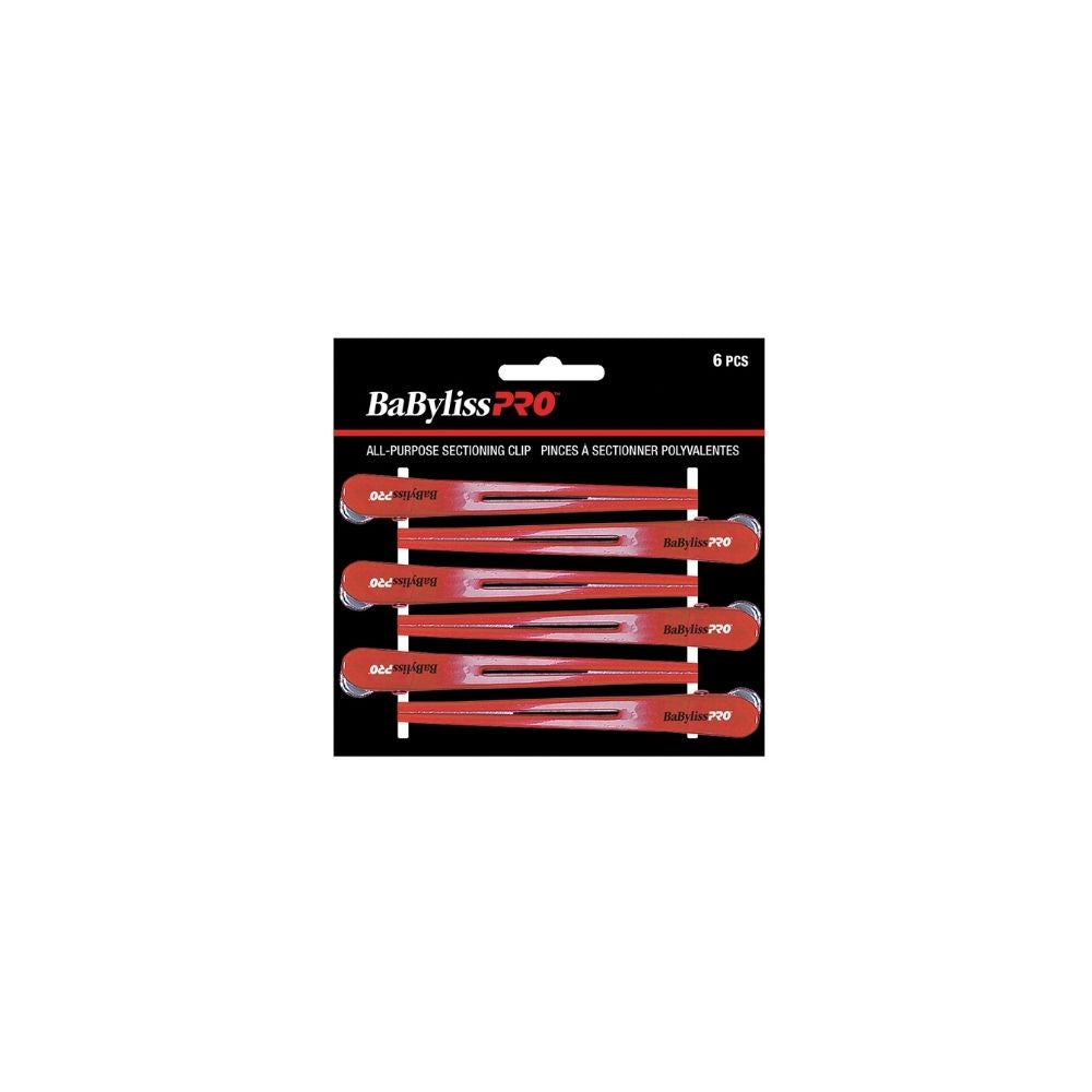 BaBylissPRO All-Purpose Sectioning Clips – 6 pcs red