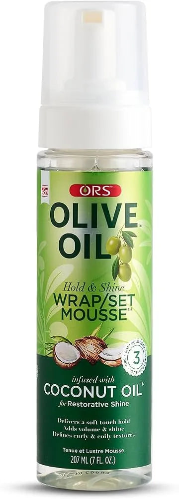 ORS Olive Oil Wrap & Set Hair Mousse for Waves & Curls – 7 oz / 207 ml