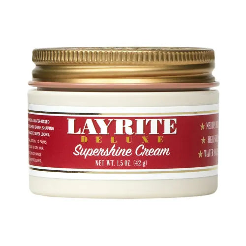 Layrite Deluxe Supershine Cream (1.5 oz / 42g) – High-Shine Styling Cream for Medium Hold