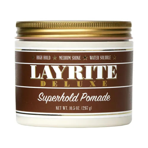Layrite Deluxe Superhold Pomade (10.5 oz / 297g) – High Hold & Medium Shine