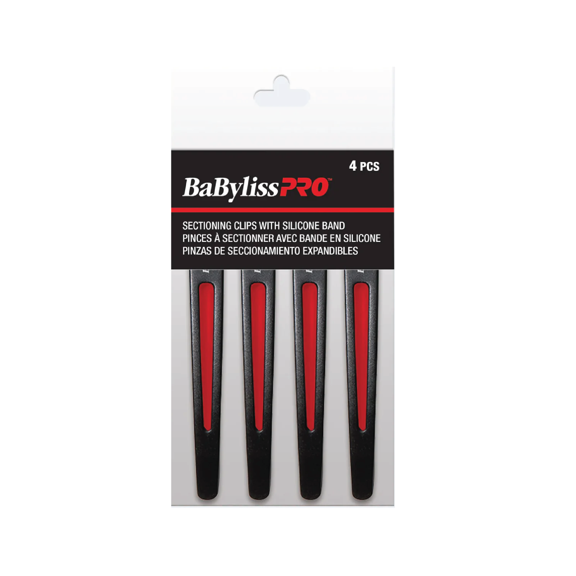 BaBylissPRO Sectioning Clips with Silicone Band, 4 Clips