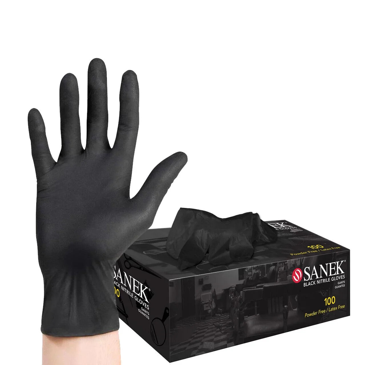 Sanek Nitrile Gloves - Medium - Black