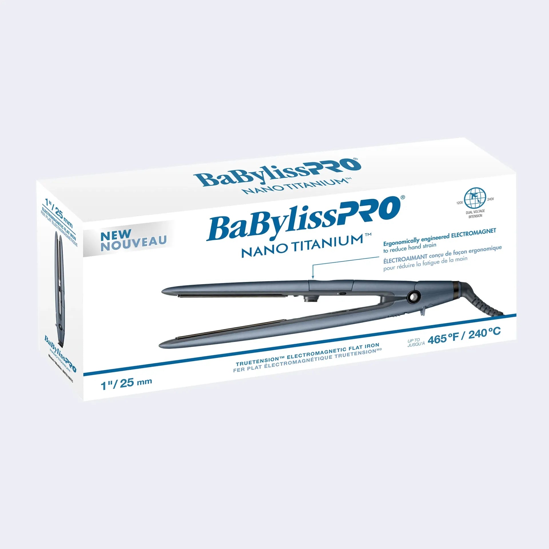 BaBylissPRO Nano Titanium 1" TrueTension™ Electromagnetic Flat Iron