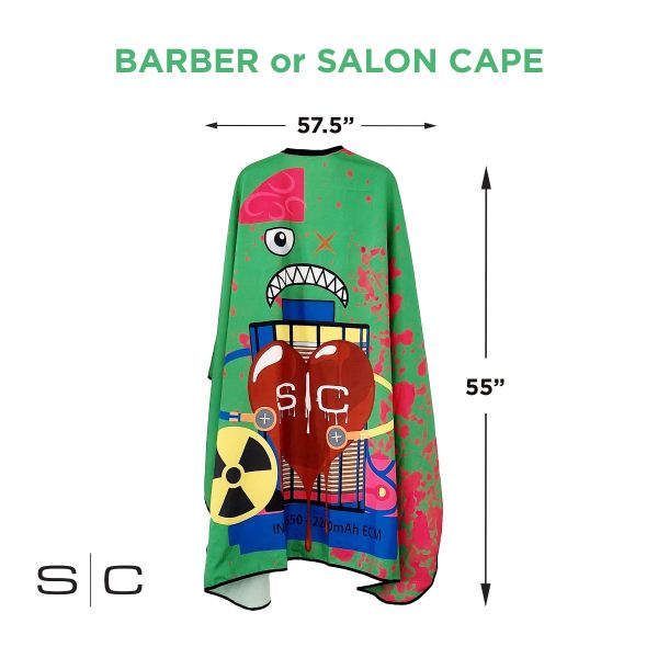 Style craft Stylist Cape with Adjustable Closure in Radioactive Green Design