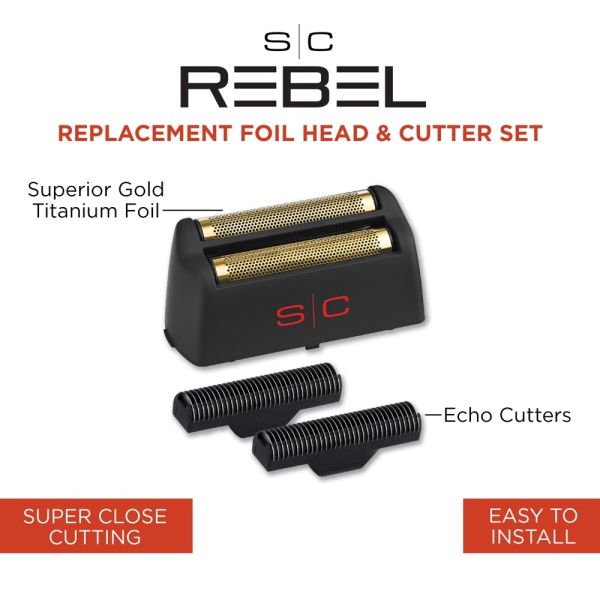 Style craft  Replacement Gold Titanium Foil Head and Cutter Set Compatible with Rebel Shaver