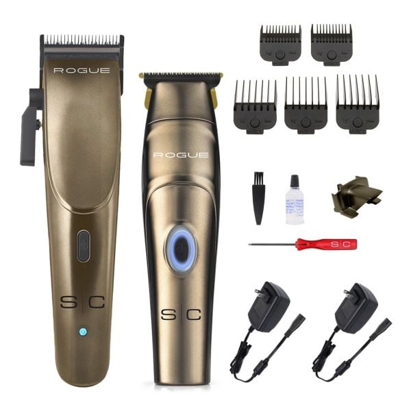StyleCraft Rogue Combo Set with clipper, trimmer, magnetic guards, charging cords, maintenance kit, and accessories