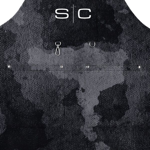 Style craft Salon Apron with Crossback Strap in Black Camo Design