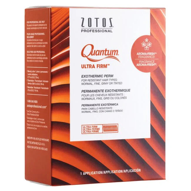 Zotos Quantum Ultra Firm hair product packaging on a white background